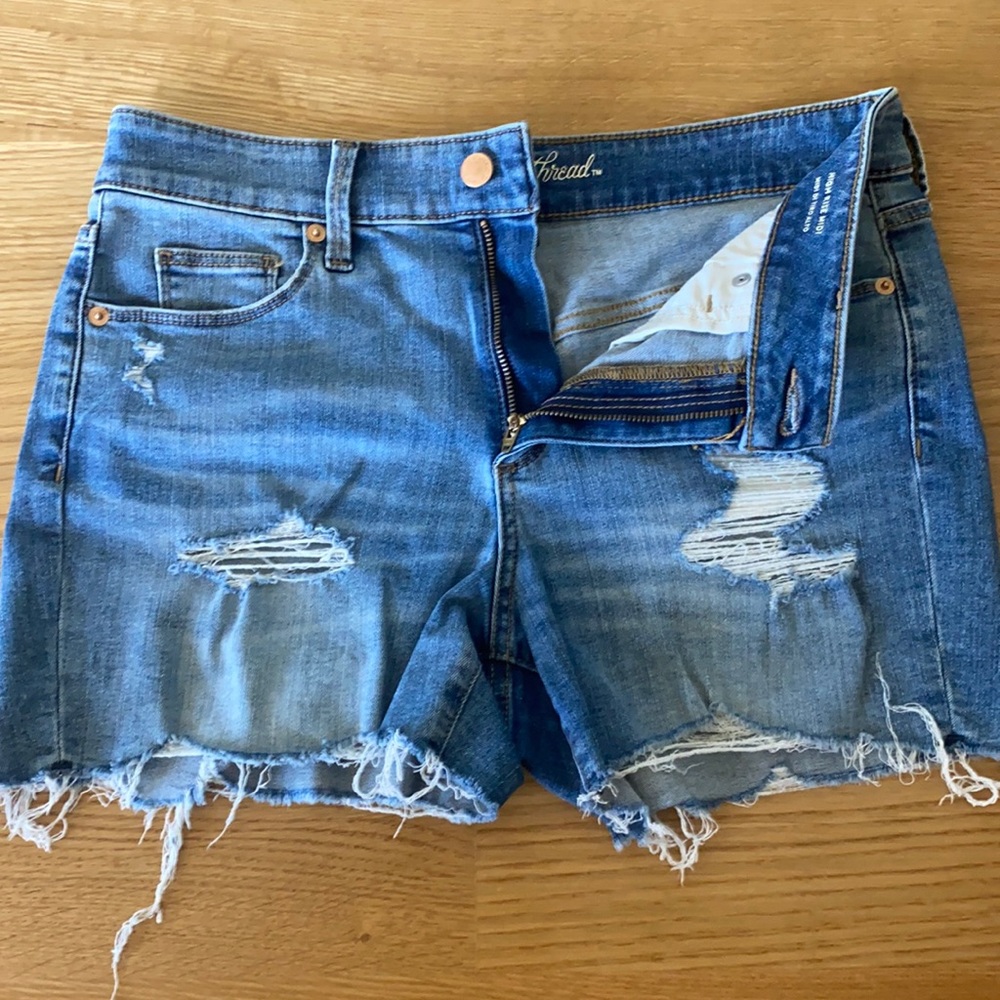 EUC Universal Thread High Rise Midi Cutoff shorts